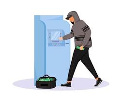 ATM fraud flat color vector faceless character