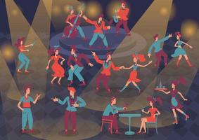 Retro people flat color vector faceless characters set