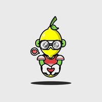 The lemon student robot character design vector