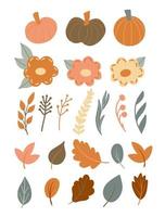 autumn elements set in simple Scandinavian style vector