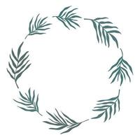 wreath round frame with  palm leaves teal foliage laurel silhouette vector