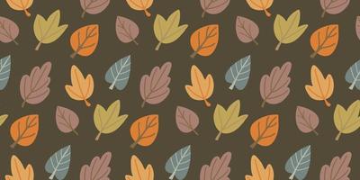Seamless pattern background with various autumn leaves vector