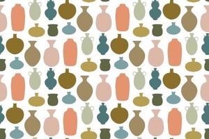 Seamless pattern background with set of abstract ceramic vase shapes vector