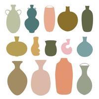conjunto de formas abstractas de jarrones de cerámica. varios elementos de diseño de cerámica.