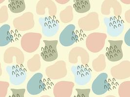 Seamless pattern background with pastel blobs and doodles vector