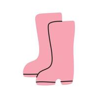 Pink boots. Vector illustration in a flat doodle style