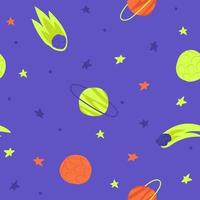 Seamless space background with planets and stars vector