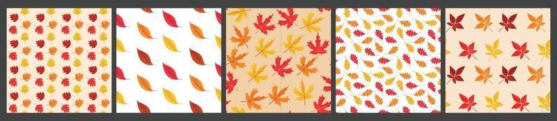 Vector set of 4 seamless pattern of falling leaves BackgrounD