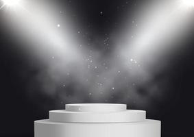 display podium under spotlights with smoky atmosphere vector