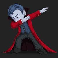 Dracula vampire doing dabbing dance halloween character dab movement vector