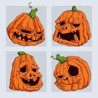 Set of scary halloween pumpkins isolated on white background vector