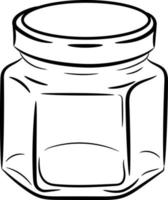 Glass jar. Jar drawing, doodle style, sketch. A jar with a lid vector