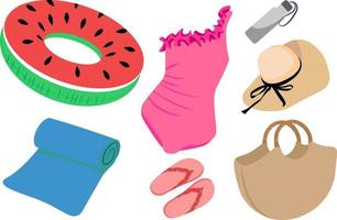 A set of cute summer items vector