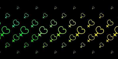 plantilla de vector verde oscuro, amarillo con signos de empresaria.