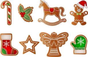 set of isolated christmas gingerbread cookies vector