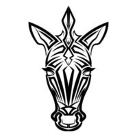 Black and white line art of zebra head.