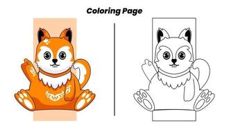 cute squirrel with coloring page vector