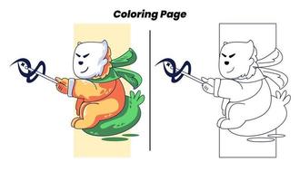 monkey hero with coloring pages vector