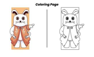 bunny hero with coloring pages vector