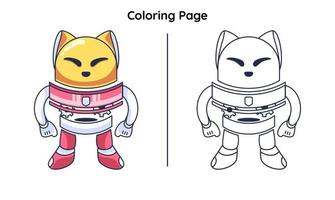 Cute robot cat With coloring page vector