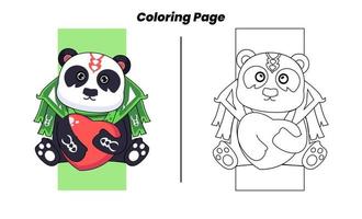 lindo panda con páginas para colorear vector