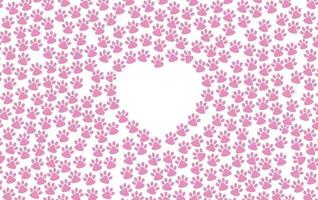 heart shape animal paw pattern background vector