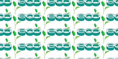 eco lettering logo seamless pattern vector