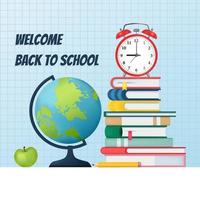 Welcome Back to school poster with school symbol. Vector illustration