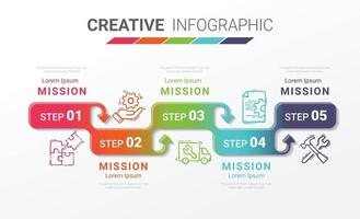 Plantilla de diseño infográfico con opción de números 5. vector