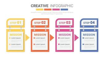 Diseño de infografías con 4 pasos. vector