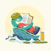 personajes animales leyendo libros o ratón de biblioteca tortuga vector