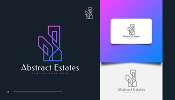 diseño de logotipo de bienes raíces abstracto y futurista con estilo de línea vector