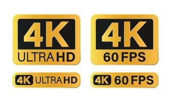 Icono de resolución 4k ultra hd aislado sobre fondo blanco vector