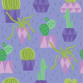 Cactus seamless pattern vector
