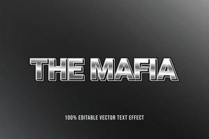 el texto editable del efecto de texto 3d de la mafia con textura cromada vector