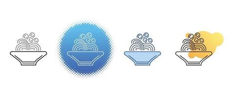 This is a set of contoured and colored spaghetti plate icons vector