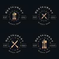 Restaurant logo collection with knife, spoon and fork designs vector