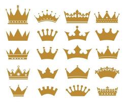 Collection of golden silhouettes of crowns vector