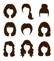 Collection of women hair illustrations vector