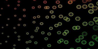 Dark Green, Red vector template with esoteric signs.