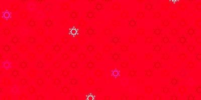 Dark pink vector background with covid-19 symbols.