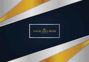 Abstract gold and silver glossy tech template design blue background. vector