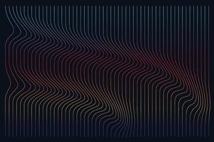 Abstract color line of future science tech wavy on black background. vector