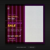 Fashion sale promo square banner template for social media post vector