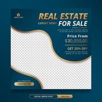 Real estate home for sale square banner template vector