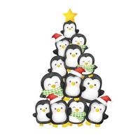 Watercolor Christmas  cute penguins . vector