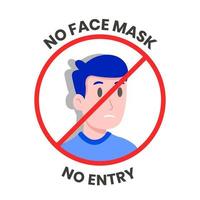 No face mask no entry sign Vector illustration for virus prevention