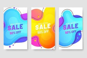 Set of 3 dynamic modern fluid design for mega sale banners vector