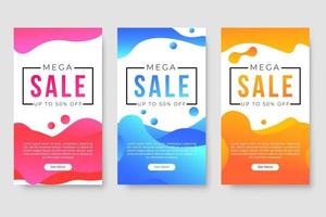 Set of 3 dynamic modern fluid design for mega sale banners vector