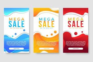 Set of 3 dynamic modern fluid design for mega sale banners vector